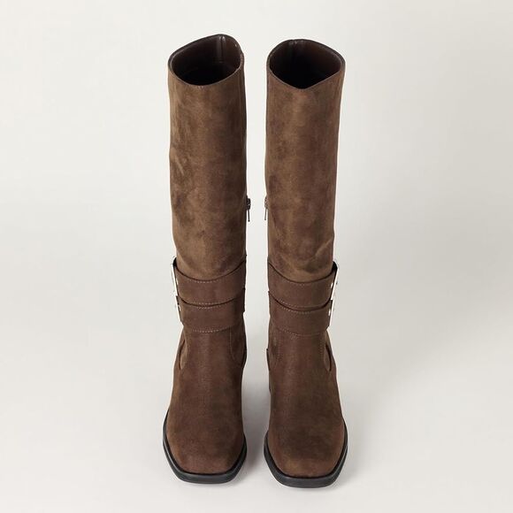 The Drop Women's Sage suede Tall Biker Boots size 8 with Buckles - Picture 3 of 8